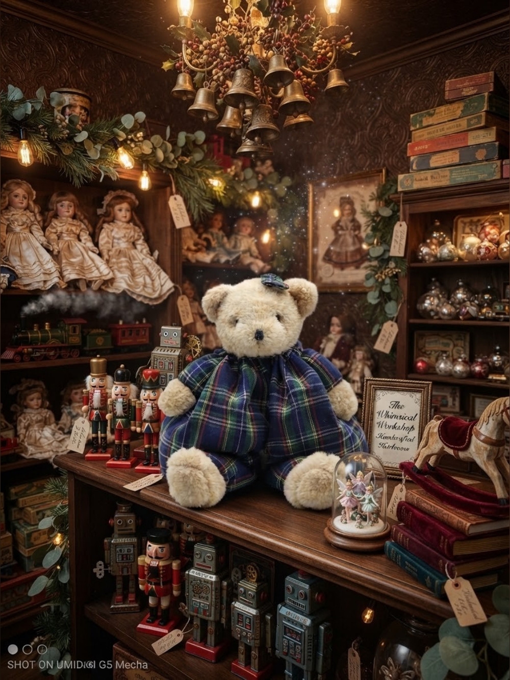 Vintage Balloon Dress Plaid Teddy Bear With Bow 🧸